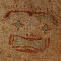 Starry Eyed Man pictograph, located on East Mountain, Hueco Tanks